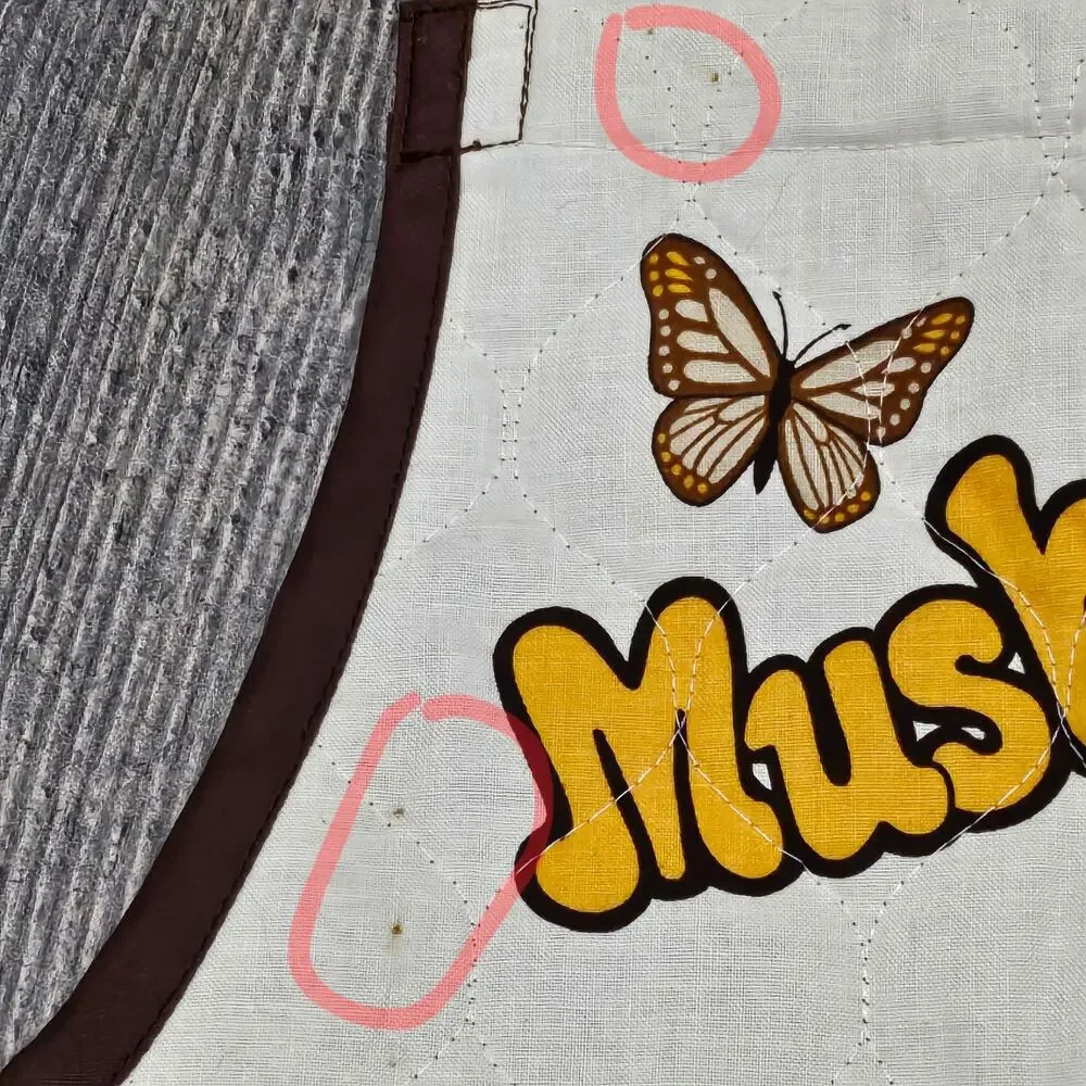 VINTAGE STYLE DIY MUSHROOM APRON & OVEN MITT SET – HANDMADE – BUTTERFLY PRINT